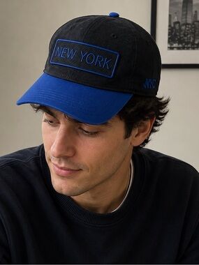 New York Two-Tone Baseball Cap - Blue & Black